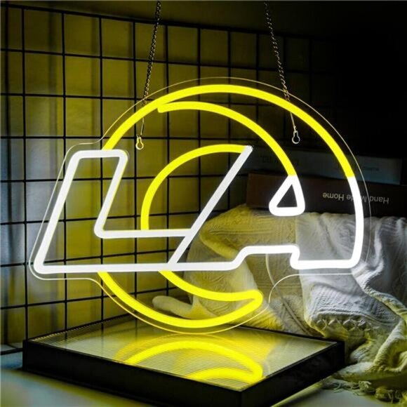 Rams Neon Sign  Wall Decor Los Angeles Light Football Team Led Man Cave LA Neon - Picture 1 of 8
